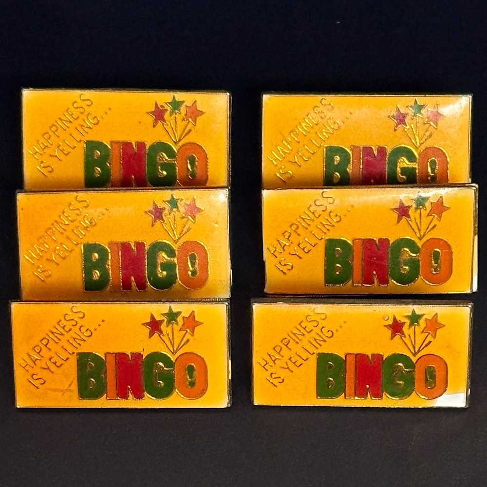 🇺🇸⭐️ Retro Happiness Is Yelling Bingo Pins 6-Pieces ⭐️🇺🇸